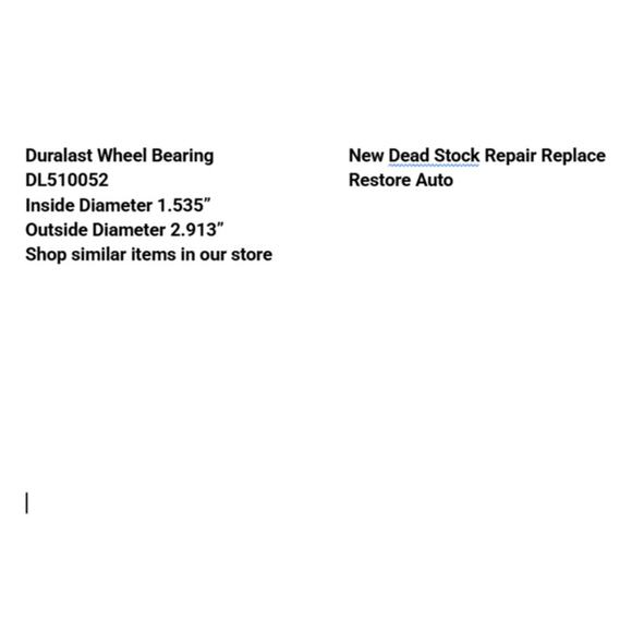 Duralast Wheel Bearing New DL510052 Dead Stock Repair Replace Restore Auto - Picture 2 of 5